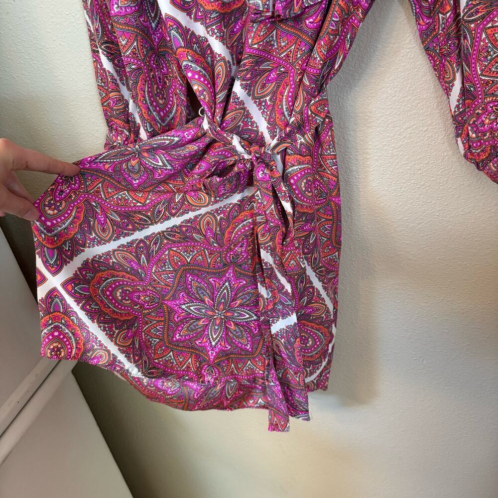 Alice & Trixie 100% Silk Designer Dress Pink Boho Paisley Women's sz XS Ruffles - Picture 6 of 13